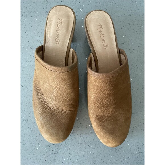 Madewell The Ruby Clog in Suede Rustic Twig Brown with 2" Wooden Heel Size 9.5 - Picture 1 of 7